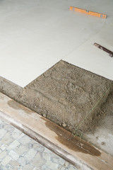 Home improvement, with cement mortar for tiles work