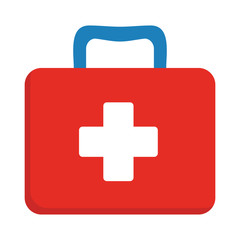 First aid kit box flat vector object