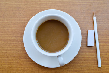 office table with cup of coffee