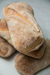 Ciabatta loaves of bread  background