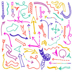 Cute colorful vintage hand drawn arrows.