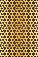 Stellar seamless gold pattern. Islamic pattern. Endless texture. Golden grille with an ornament in Islamic style. Vector illustration