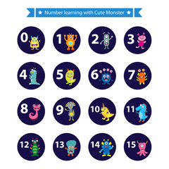 Learning number with cute monsters