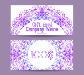 Template gift certificate for yoga studio, spa center, massage parlor, beauty salon. Abstract pattern mandala