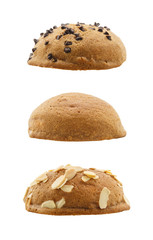set of sweet buns isolated on white background