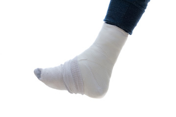 Leg cast covered with a sock