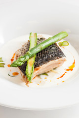 white fish with asparagus