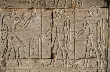 the image of Pharaohs and warriors on walls of the Egyptian temples