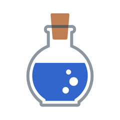 Blue magic or mana potion bottle flat icon for games and websites