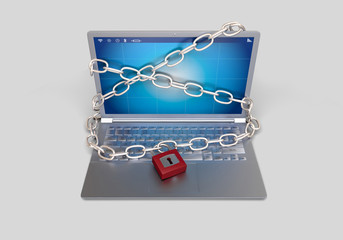 Locked keyboard with padlock and chain