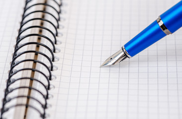 Fountain pen and spiral notebook.