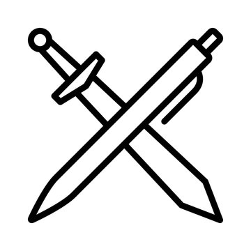 The pen is mightier than the sword line art icon for apps and websites  Stock Vector | Adobe Stock