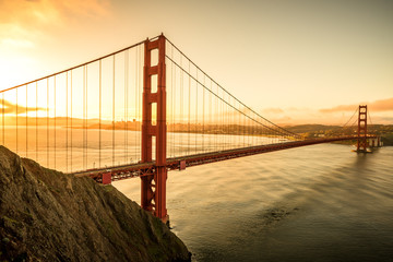 Golden Gate Bridge in the morning famous landmark in San Francisco California USA
