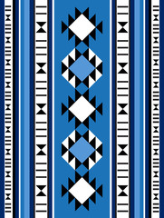 Blue Middle Eastern Rug Pattern From The Arabian Gulf Region - obrazy, fototapety, plakaty