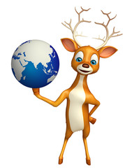 fun Deer cartoon character with earth