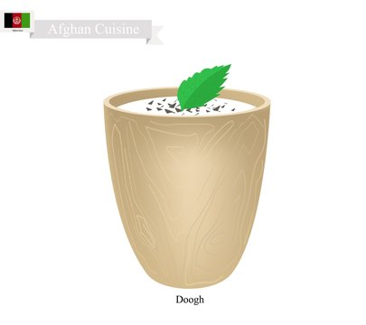 Doogh or Afghan Fermented Milk with Sour and Spice Flavor