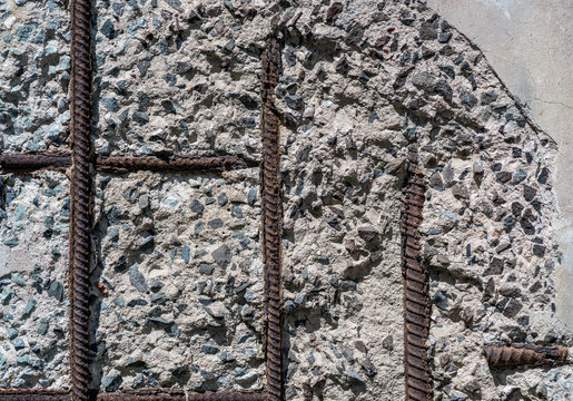 Old concrete walls with armature.