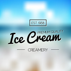Ice Cream Design Badges and Labels. Vector Illustration. Ice Cream Logo design element. Retro label for Ice Cream Shop. Vintage Emblem Creamery. Ice Cream and Frozen Yogurt Logos. Summer badges.