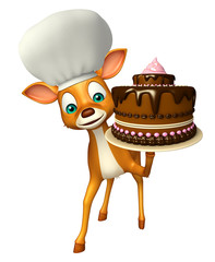 Deer cartoon character with cake