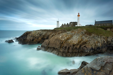 Lighthouse of Pointe Saint Mathieu in Plougonvelin, Brittany, Fr