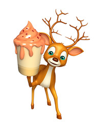 3d rendered illustration of Deer cartoon character with ice cream