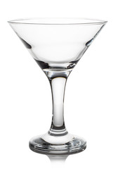 Empty glass of martini close-up isolated on a white background.