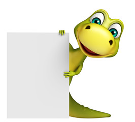 cute Dinosaur cartoon character with white board