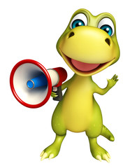 cute Dinosaur cartoon character with loudspeaker