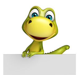 cute Dinosaur cartoon character with white board