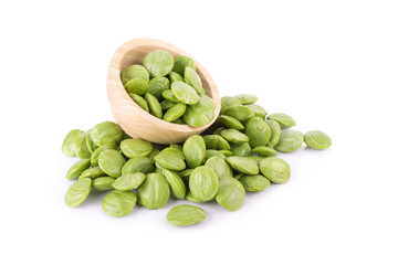 Parkia speciosa seeds or bitter bean on white background