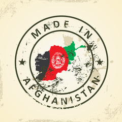 Stamp with map flag of Afghanistan