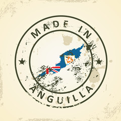 Stamp with map flag of Anguilla