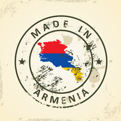 Stamp with map flag of Armenia