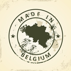 Fototapeta premium Stamp with map of Belgium
