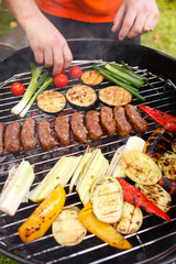 grilled kebab and vegetables