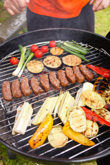 grilled kebab and vegetables
