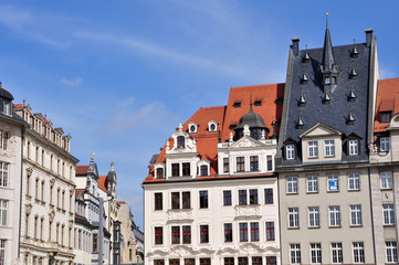 Obraz premium Häuser am Leipziger Marktplatz