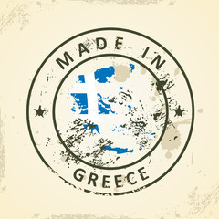 Stamp with map flag of Greece