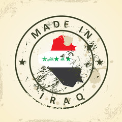 Stamp with map flag of Iraq