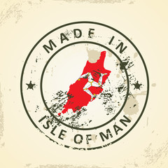 Stamp with map flag of Isle of Man
