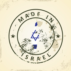 Fototapeta na wymiar Stamp with map flag of Israel