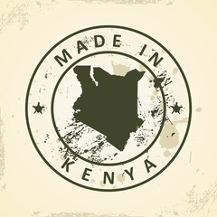 Stamp with map of Kenya