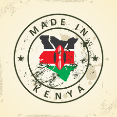 Stamp with map flag of Kenya