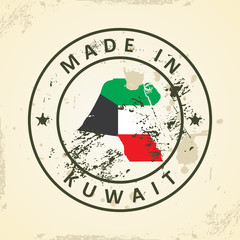 Stamp with map flag of Kuwait