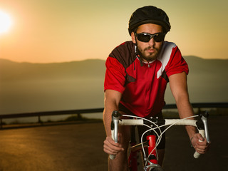 Fototapeta na wymiar cyclist on road bike