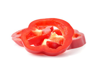 Fresh red pepper slices isolated on white