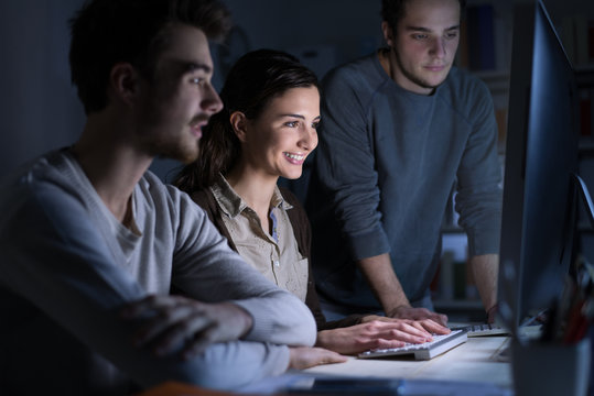 Teenagers Studying Late At Night