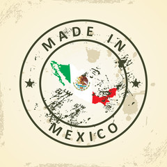 Stamp with map flag of Mexico