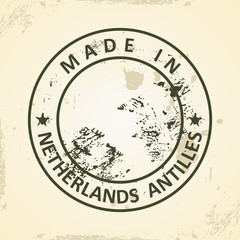 Stamp with map of Netherlands Antilles