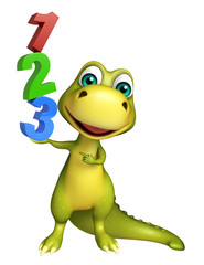 cute Dinosaur cartoon character with 123 sign